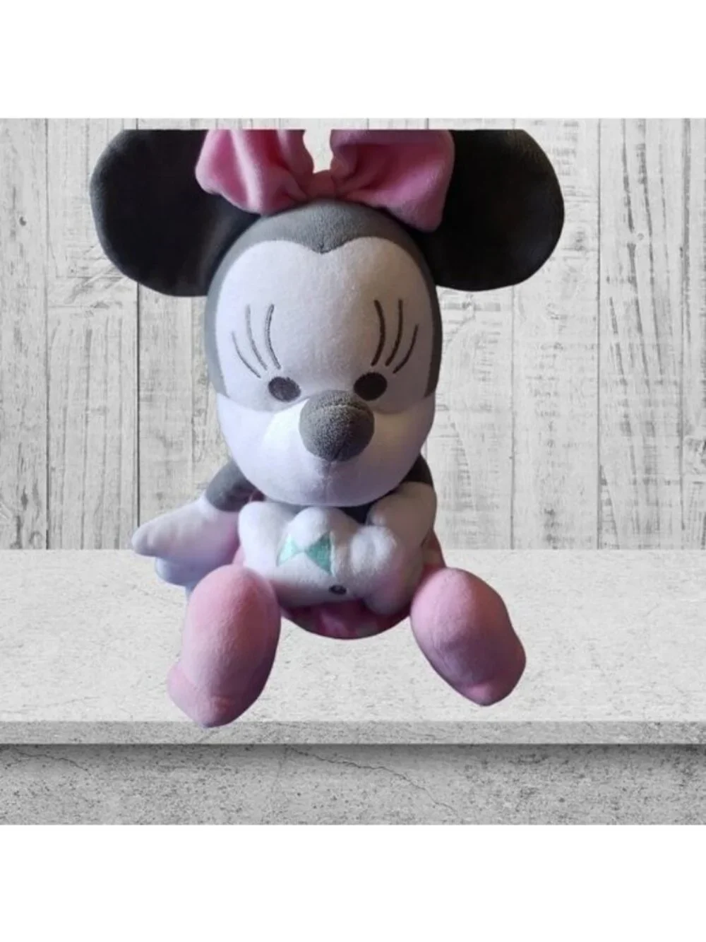Disney Minnie Mouse Plush Pink Bow Stuffed Animal Toy Gray/Pink